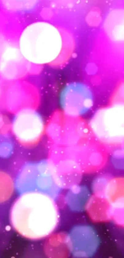 A vibrant pink bokeh lights mobile wallpaper with artistic flair.