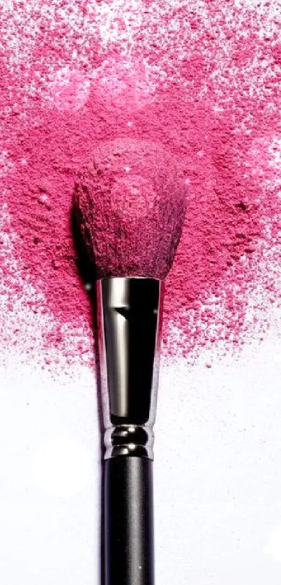 Vibrant pink brush splash on white background wallpaper.