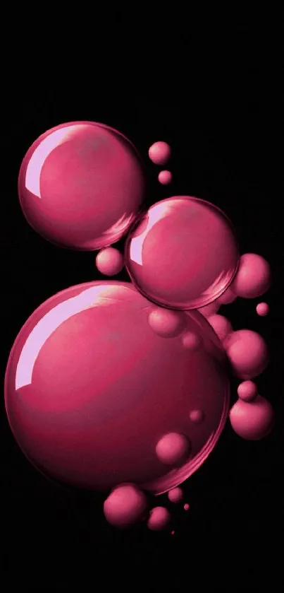 Pink bubbles with black background mobile wallpaper