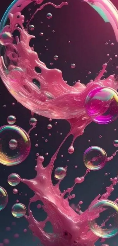 Vibrant pink bubble art wallpaper with surreal fluid dynamics.