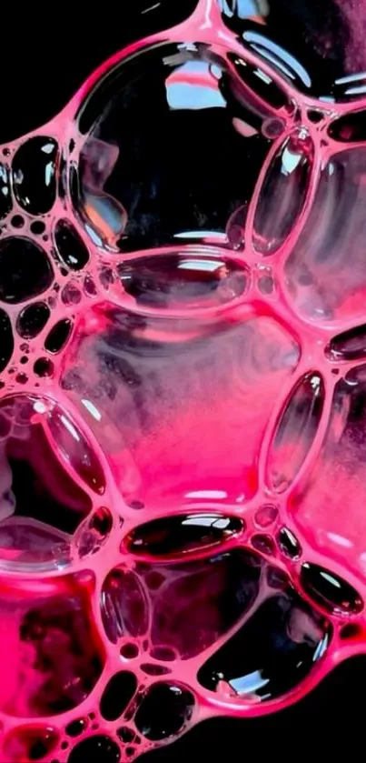 Vibrant pink bubble art on a black background.