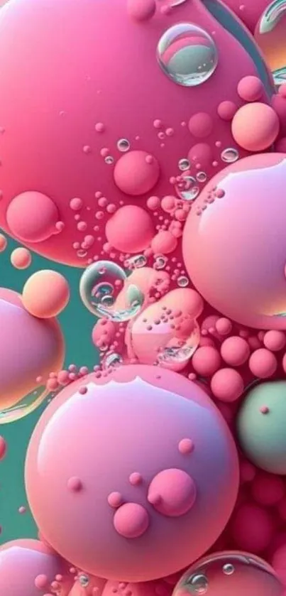 Vibrant pink bubble art wallpaper with 3D abstract design and dynamic visuals.