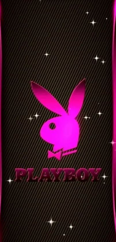 Vibrant pink bunny wallpaper on dark background.