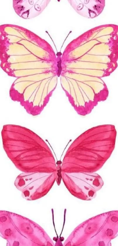 Vibrant pink butterflies art for phone wallpaper.