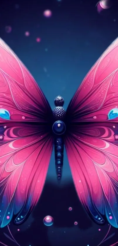 Vibrant pink butterfly design mobile wallpaper.