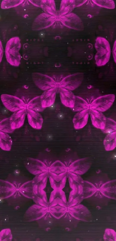 Vibrant pink butterfly pattern on black background.