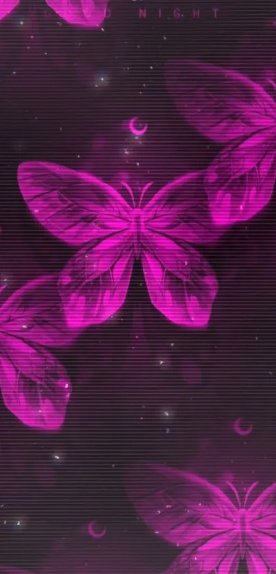 Vibrant pink butterfly wallpaper on a dark background.