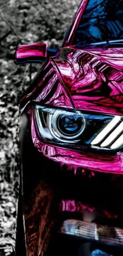 Vibrant pink luxury car mobile wallpaper.