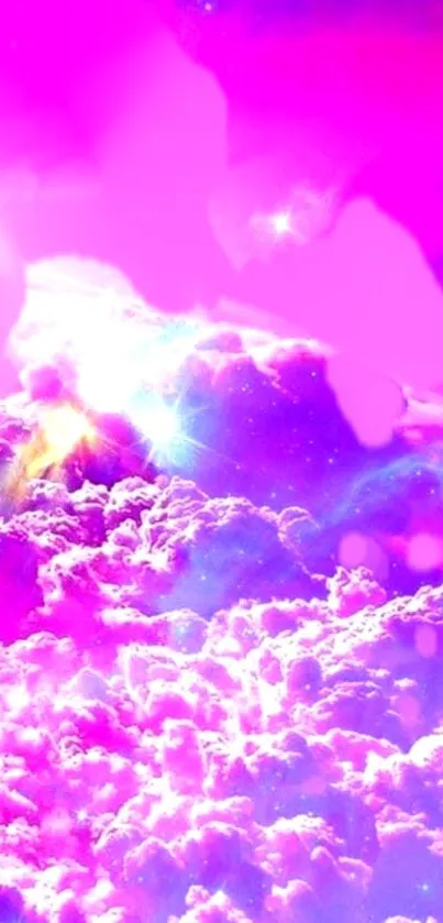 Pink cloudscape with vibrant colors and dreamy aesthetic.