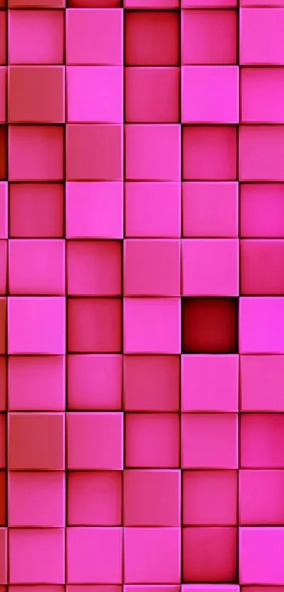 Vibrant pink geometric 3D cubes wallpaper.