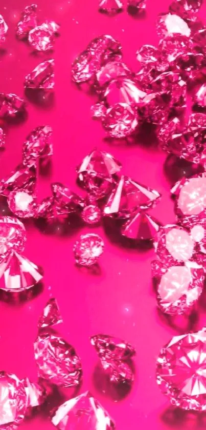 Vibrant pink diamonds scattered on a bold pink background.