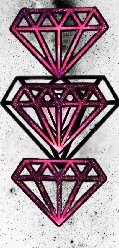 Vibrant pink diamond geometric wallpaper design.