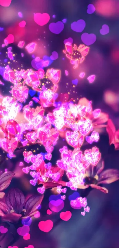 Vibrant pink and purple floral wallpaper for mobile.