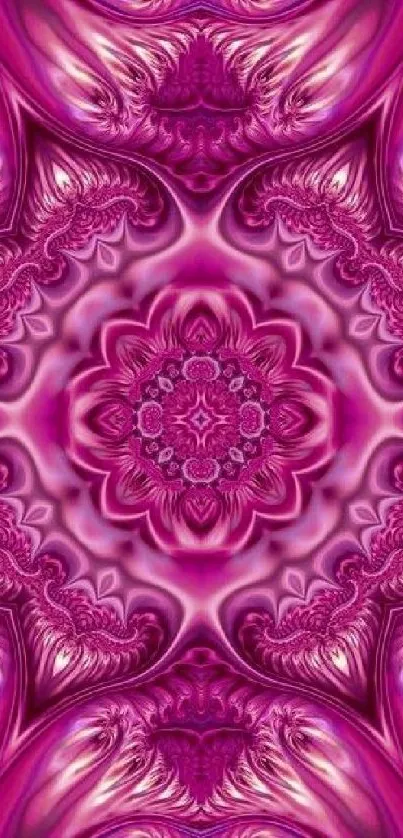 Intricate pink mandala floral pattern wallpaper.