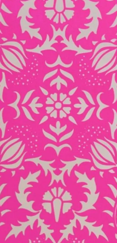 Vibrant pink floral mobile wallpaper with intricate pattern.