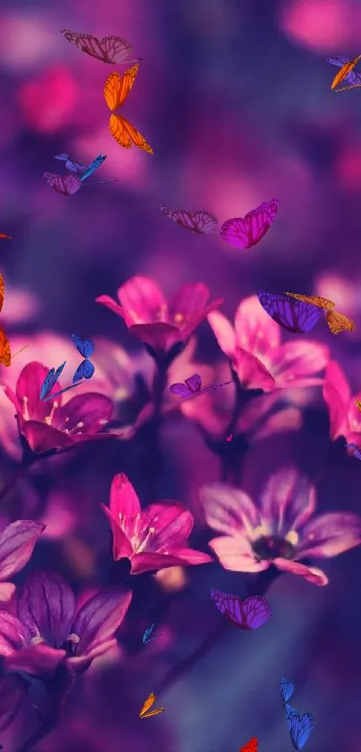 Deep pink flowers with a soft blur effect in a dreamy wallpaper design.