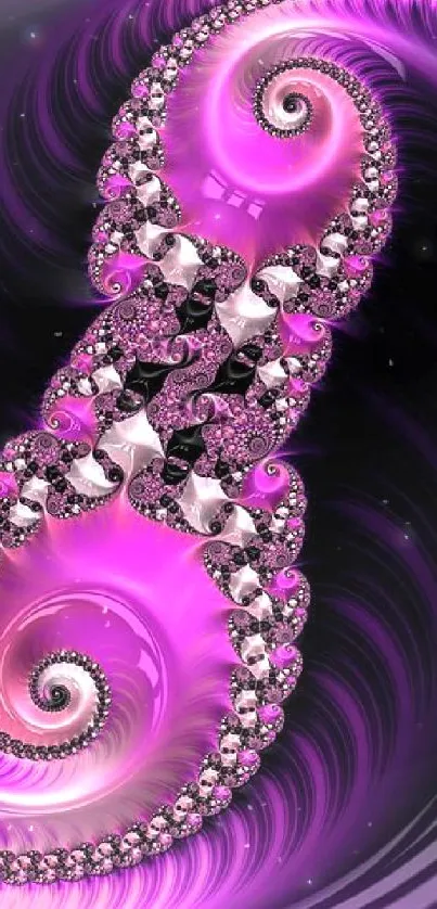 Vibrant pink fractal wallpaper with intricate swirls.