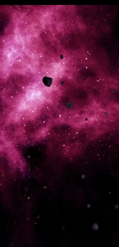 Pink galaxy wallpaper with stars and cosmic nebula.