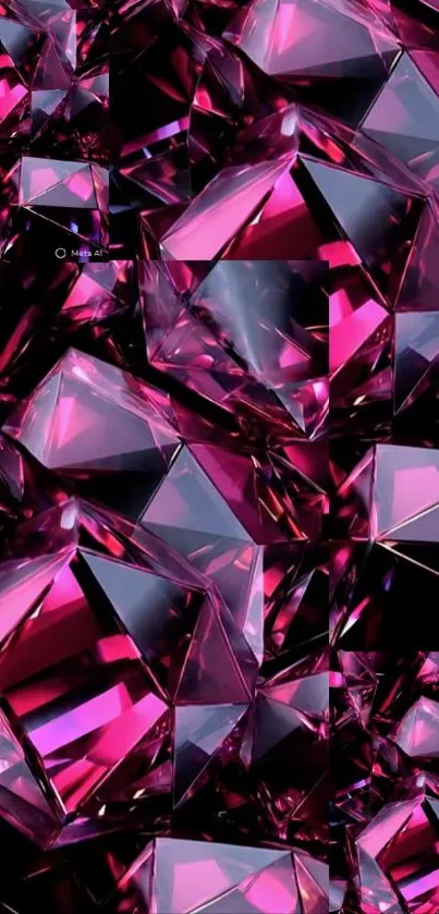 Vibrant pink gemstone pattern with crystal facets.