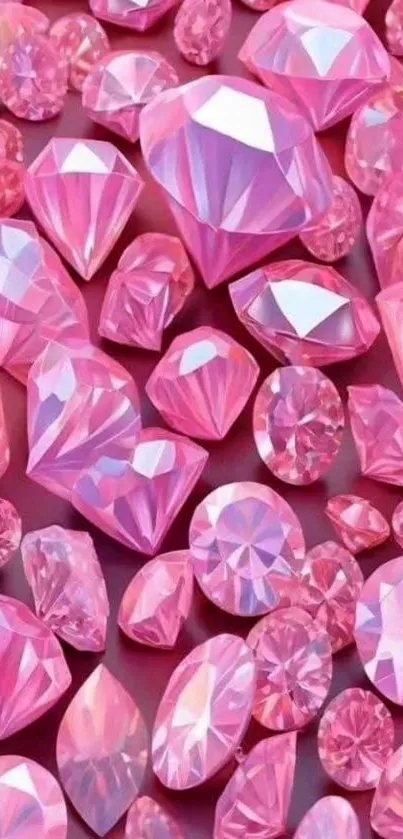 Bright pink gemstones scattered in a dazzling pattern.