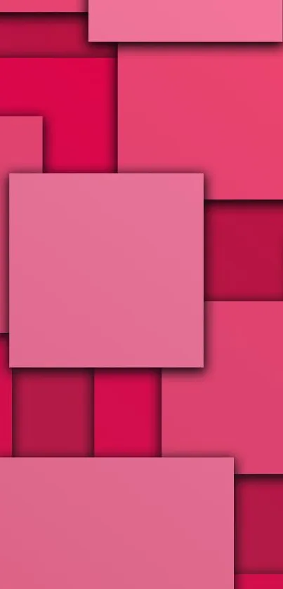 Vibrant layered pink geometric squares wallpaper.