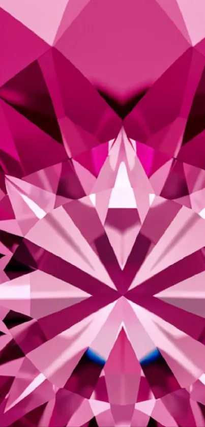 Vibrant pink geometric crystal pattern wallpaper.