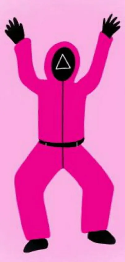 Minimalist pink guard character illustration on mobile wallpaper.