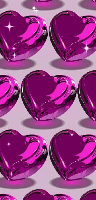 Vibrant pink heart pattern wallpaper with glossy finish.