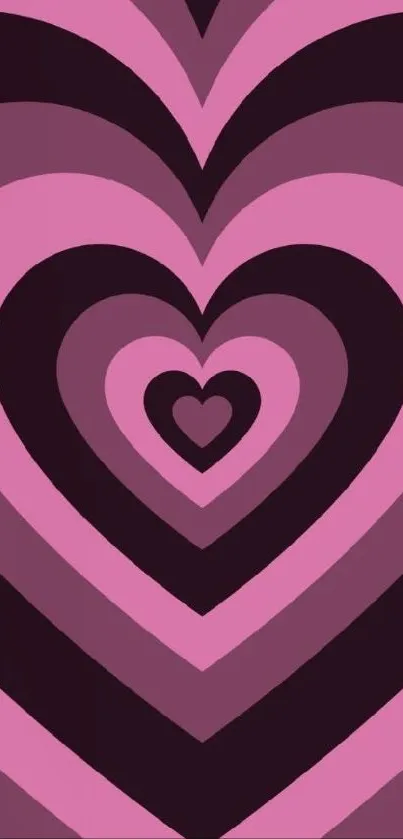 Concentric pink heart pattern mobile wallpaper.