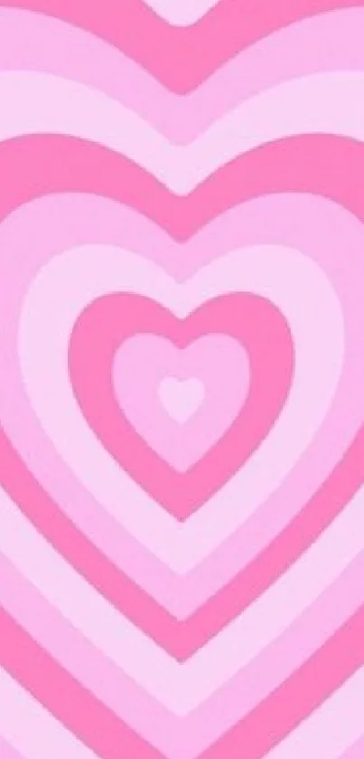 Vibrant layered pink heart pattern wallpaper.