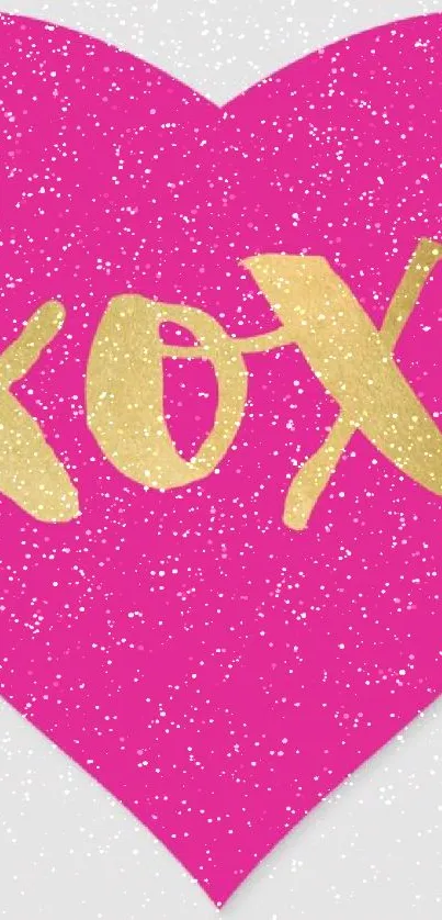 Bright pink heart with gold XOXO text on a light background.