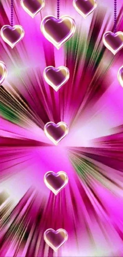 Vibrant pink heart design with radiant colors.