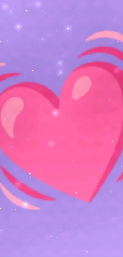 Vibrant pink heart on a purple background wallpaper