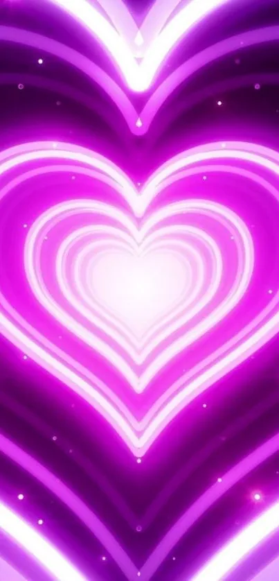 Vibrant neon pink heart wallpaper glowing beautifully.