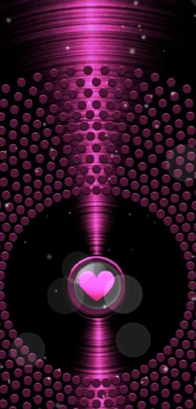 Futuristic pink heart wallpaper with glowing accents.