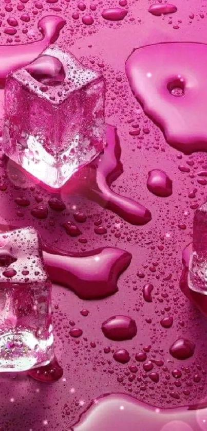 Vibrant pink ice cubes contrast against a dynamic background.