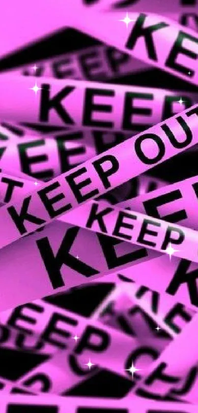 Bold pink 'Keep Out' text wallpaper with a modern design.