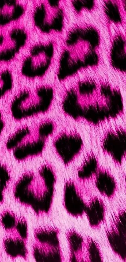 Vibrant pink leopard print patterned wallpaper.