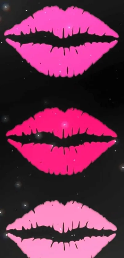 Neon pink lips on a black starry background.