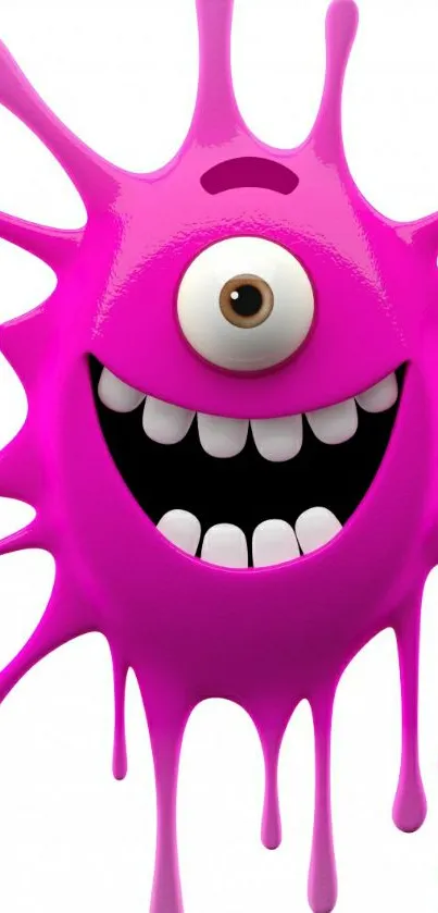 Vibrant pink cartoon monster splash design wallpaper.