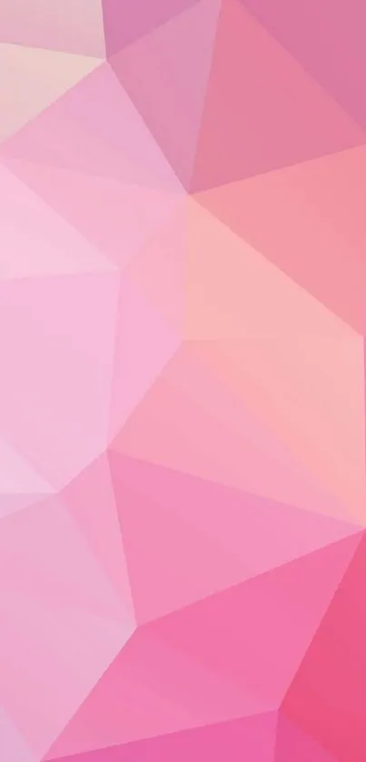 Geometric pink wallpaper with polygonal patterns.