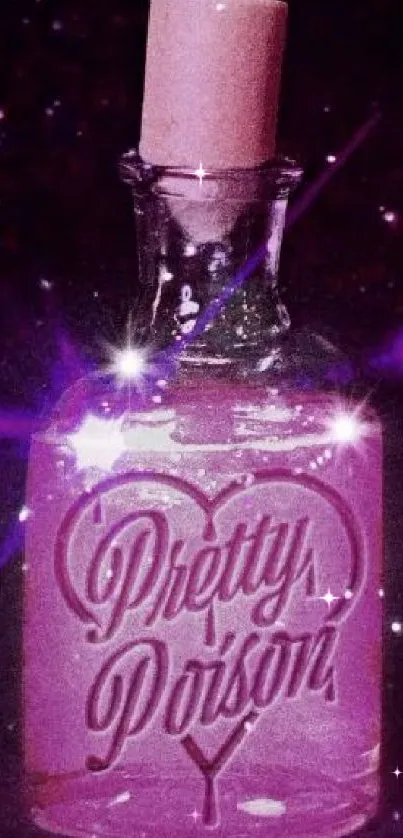 Magical pink potion bottle wallpaper with glowing stars.