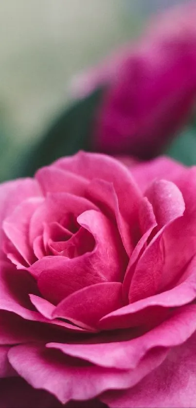 Close-up photograph of a vibrant pink rose in bloom.
