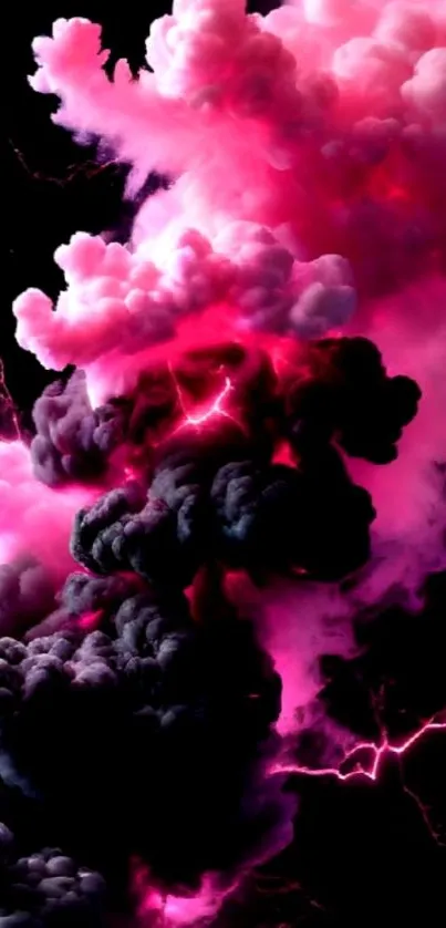 Vibrant pink and black smoke with electric energy