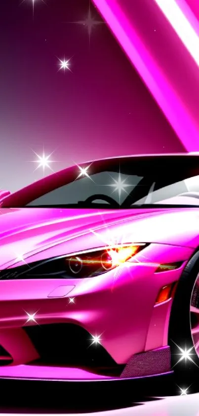 Vibrant pink sports car with sleek design.