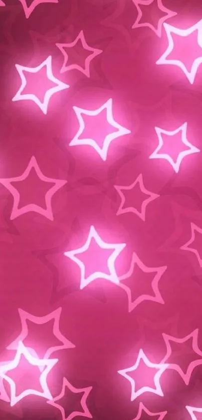 Mobile wallpaper with vibrant pink glowing stars.