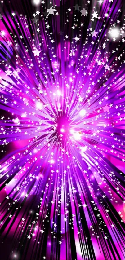 Vibrant pink starburst mobile wallpaper with bright shining lights.