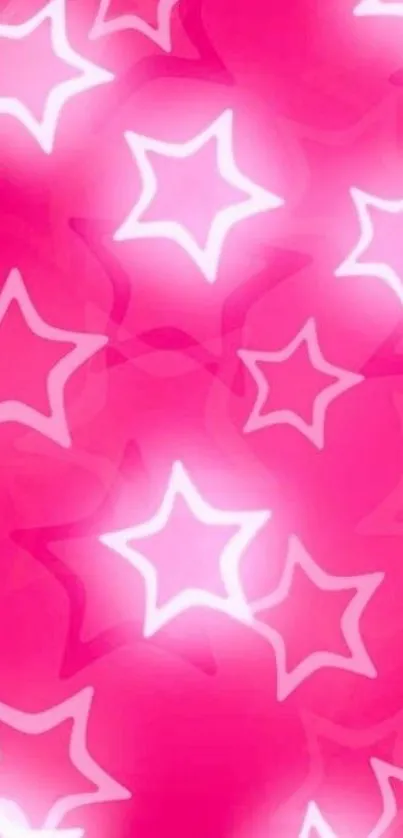 Vibrant pink wallpaper with glowing white stars.