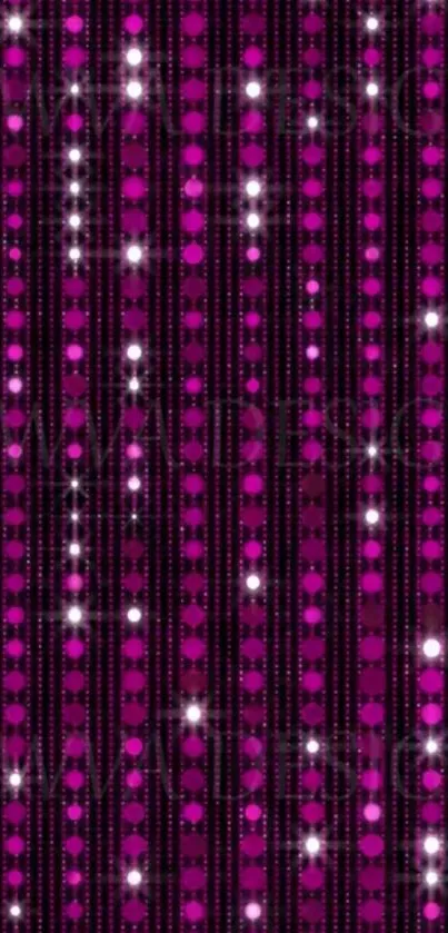 Vibrant pink and black striped wallpaper with sparkles.