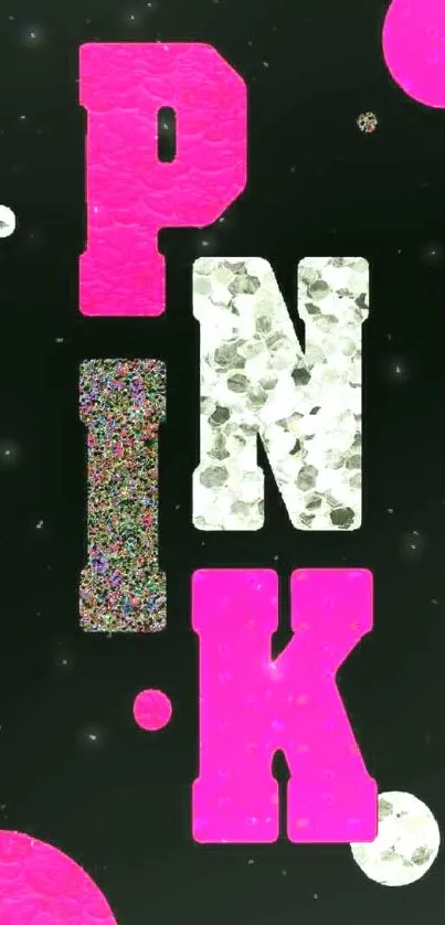 Vibrant pink letters on a dark background wallpaper.